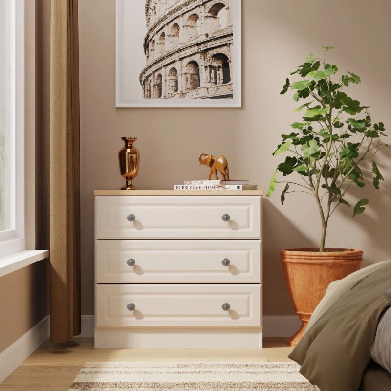 Image of Ready Assembled 2 U Surrey 3 Drawer Chest (Ready Assembled) in Taupe Size: Medium Taupe Unisex Medium