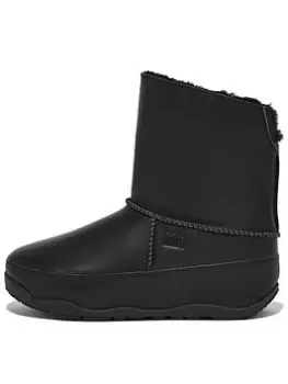 Image of FitFlop Mukluk Shearling Lined Boots - Black, Size 8, Women