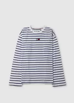 Image of Tommy Hilfiger Womens Badge Stripe Top In White/Multi