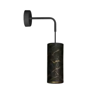 Image of Karli Black Wall Lamp with Shade with Black Fabric Shades, 1x E14