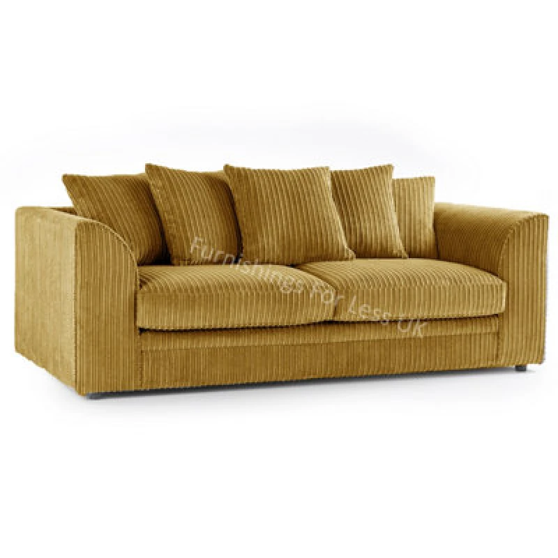Image of Furnishings For Less UK Luxor Jumbo Cord Mustard Fabric 3 Seater Sofa
