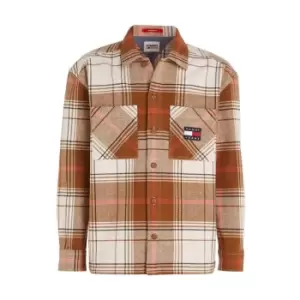 Image of Tommy Jeans Tjm Brushed Check Overshirt - Brown