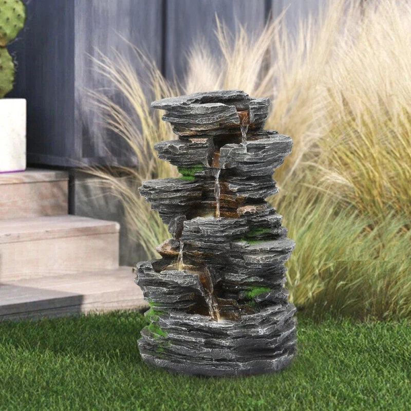 Image of Breeins Outdoor Solar-Powered Water Fountain Rockery Decor Water Features One size Grey 42179402000