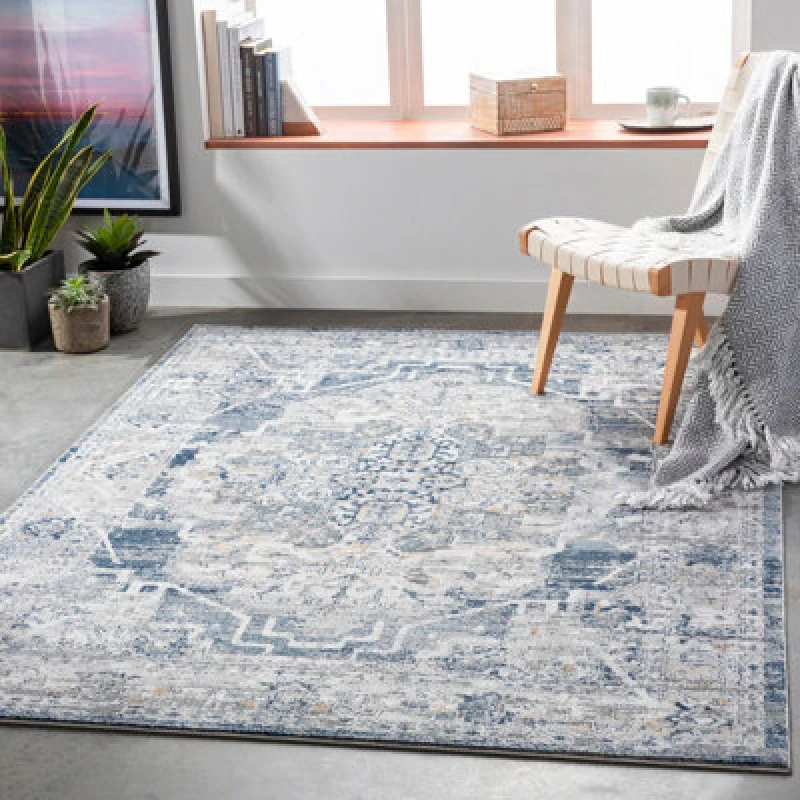 Image of Livabliss Vintage Oriental Boho Medium Grey Isabella Area Rug 200 X 275cm - Easy Care, Non Shedding, Ideal For Living Room & Bedroom
