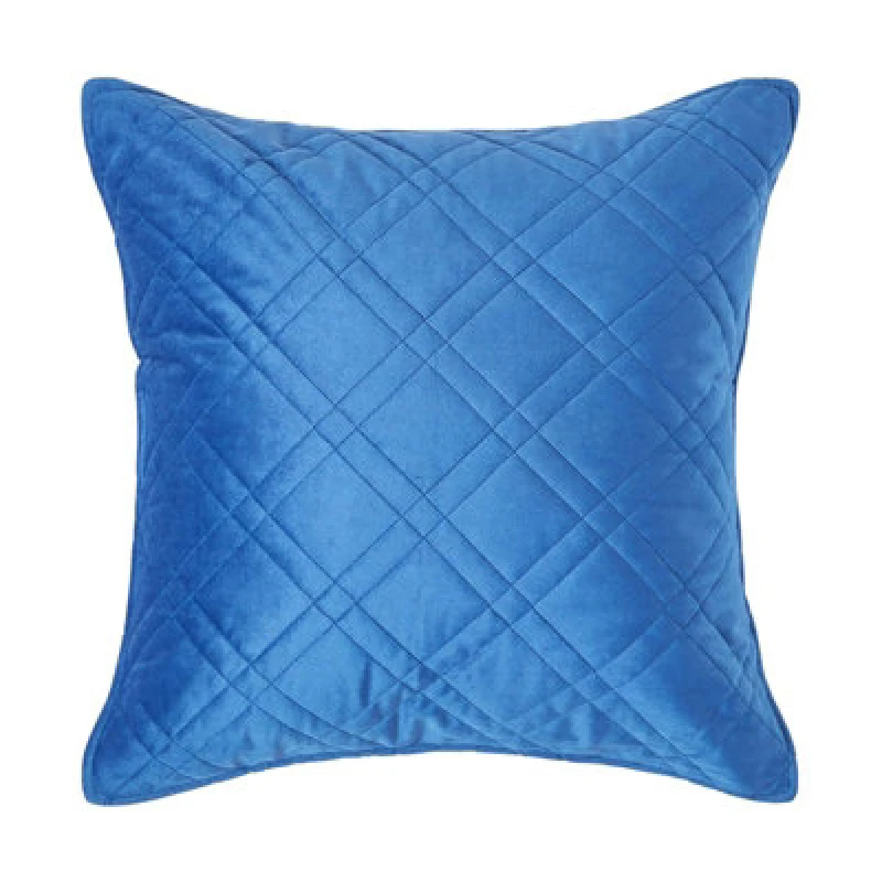 Image of Homescapes Luxury Quilted Velvet Cushion Cover Geometric Pattern Navy