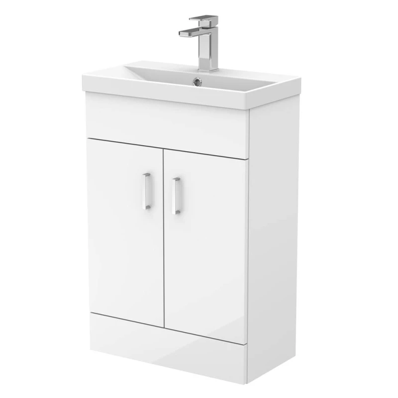 Image of Balterley Gloss White Compact Bathroom 2 Door Vanity Basin Unit - 550mm White Unisex