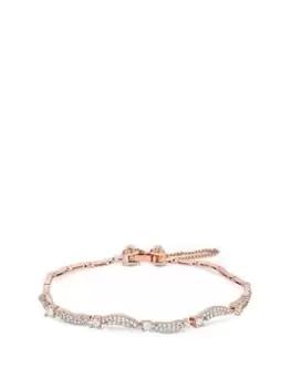 Image of Jon Richard Rose Gold Plated Delicate Swirl Cubic Zirconia Bracelet - Gift Boxed, Rose Gold, Women