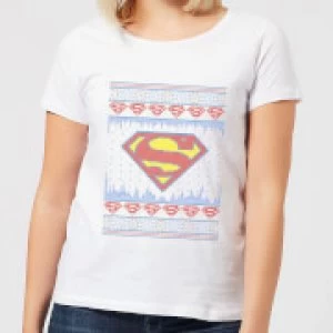 Image of DC Supergirl Knit Womens Christmas T-Shirt - White - S