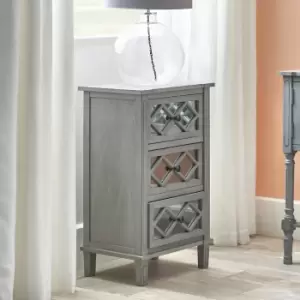 Image of Pacific Puglia 3 Drawer Bedside Table, Painted Pine Grey