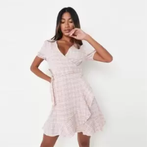 Image of Missguided Around Tea Dress Ss Gingham - Pink