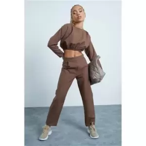 Image of I Saw It First Chocolate Woven Tapered Cigarette Co-Ord Trousers - Brown