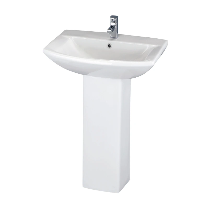 Image of Balterley Square 1 Tap Hole Ceramic Basin Full Pedestal 600mm White