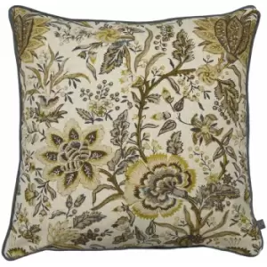 Image of Prestigious Textiles Apsley Jacobean Floral Piped Edge Cushion Cover, Ochre, 55 x 55 Cm