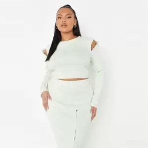 Image of Missguided Coord Rib Button Detail Ls Tee - Green