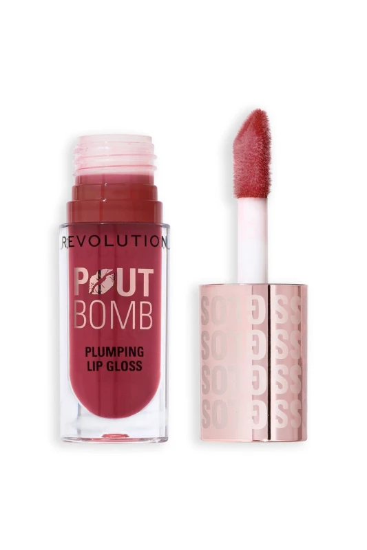 Image of Revolution Pout Bomb Plumping Lip Gloss Rosewood Rose Pink