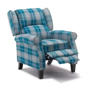 Image of Eaton Tartan Recliner Chair - Blue