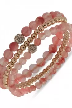 Image of Ladies Anne Klein Jewellery BR SET OF 3 STRETCH - GLD/CHERRY/CRY Bracelet 01B00366