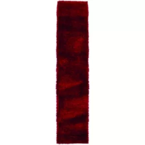 Image of Modern Very Soft Velvet Shaggy Red Rug Deep Pile Home Carpet in 60x230cm (2'x7'7'') Runner