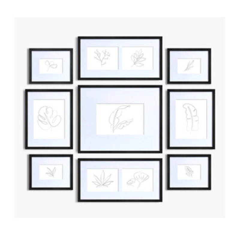 Image of Nielsen 9 Piece Picture Frame Set/Gallery Wall for 11 Photos - Black Black