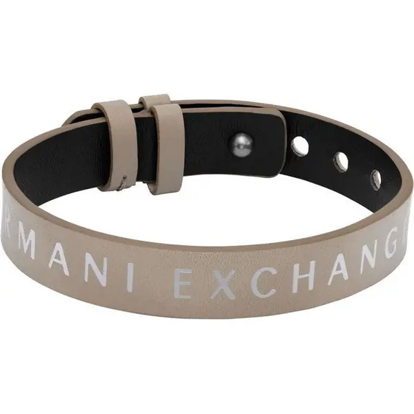 Image of Armani Exchange Gents Armani Exchange Brown Reversible Bracelet - Beige One Size