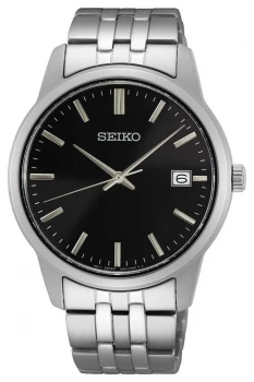 Image of Seiko Mens Quartz Stainless Steel Bracelet Black Dial Watch