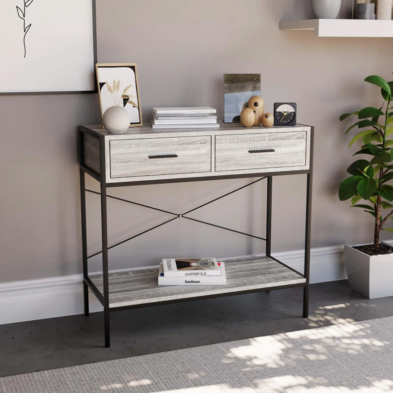 Image of Lassic Vida Designs Brooklyn 2 Drawer Console Table Grey unisex 2 Drawer