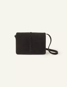 Image of Accessorize Womens Suede Stitch Detail Cross-Body Bag Black