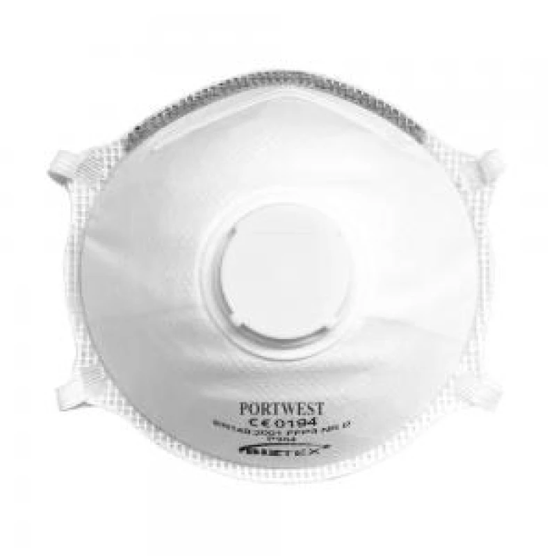 Image of Portwest FFP3 Valved Light Cup Dolomite Dust Masks P304WHR Pack Qty: Pack of 10
