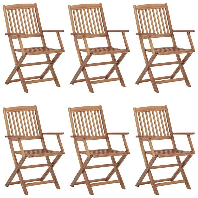Image of VIDAXL Folding Outdoor Chairs 6 pcs Solid Acacia Wood Vidaxl 8720286459188