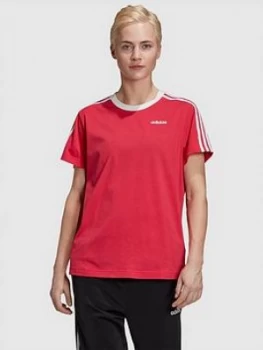 Image of Adidas 3 Stripe Essential Boyfriend T-Shirt - Pink