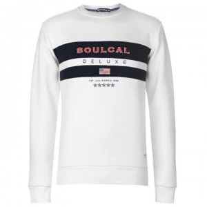 Image of SoulCal Navy Stripe Crew Neck Jumper - White