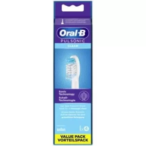 Image of Oral B Pulsonic Clean Electric Brush Attachments White Toothbrush 4Pcs