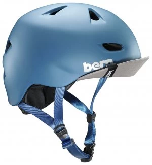 Image of Bern Brentwood Steel Adjustable Helmet with Visor Blue