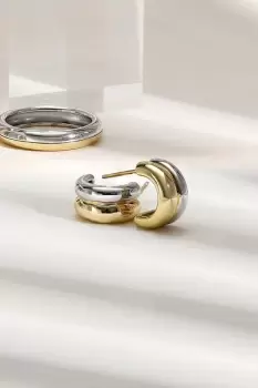 Image of Two Tone Plated Recycled Mini Hoop Earrings - Gift Pouch