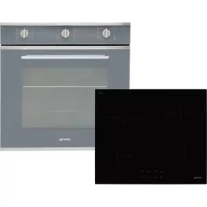 Image of Smeg AOSF64M3C1 Built In Electric Single Oven and Ceramic Hob Pack - Silver - A Rated