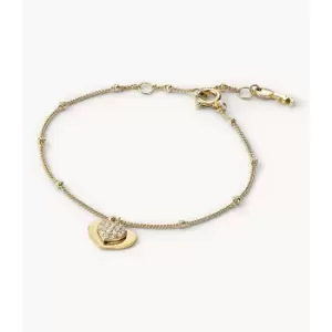 Image of Michael Kors Womens Pav Heart 14K -Plated Sterling Silver Bracelet - Gold