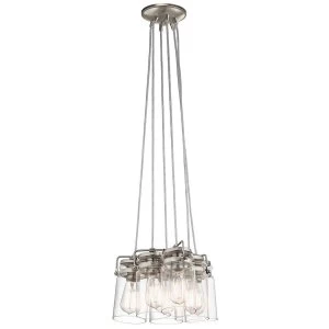 Image of 6 Light Cluster Pendant Brushed Nickel, E27