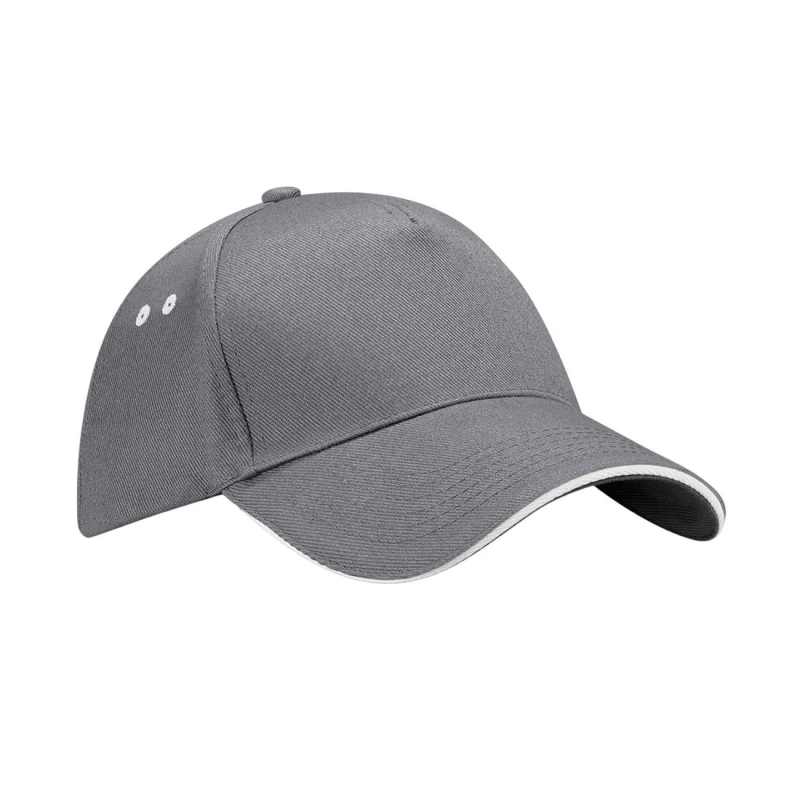 Image of Beechfield Womens 5 Panel Sandwich Peak Baseball Cap in Dark Grey Dark Grey Female One Size