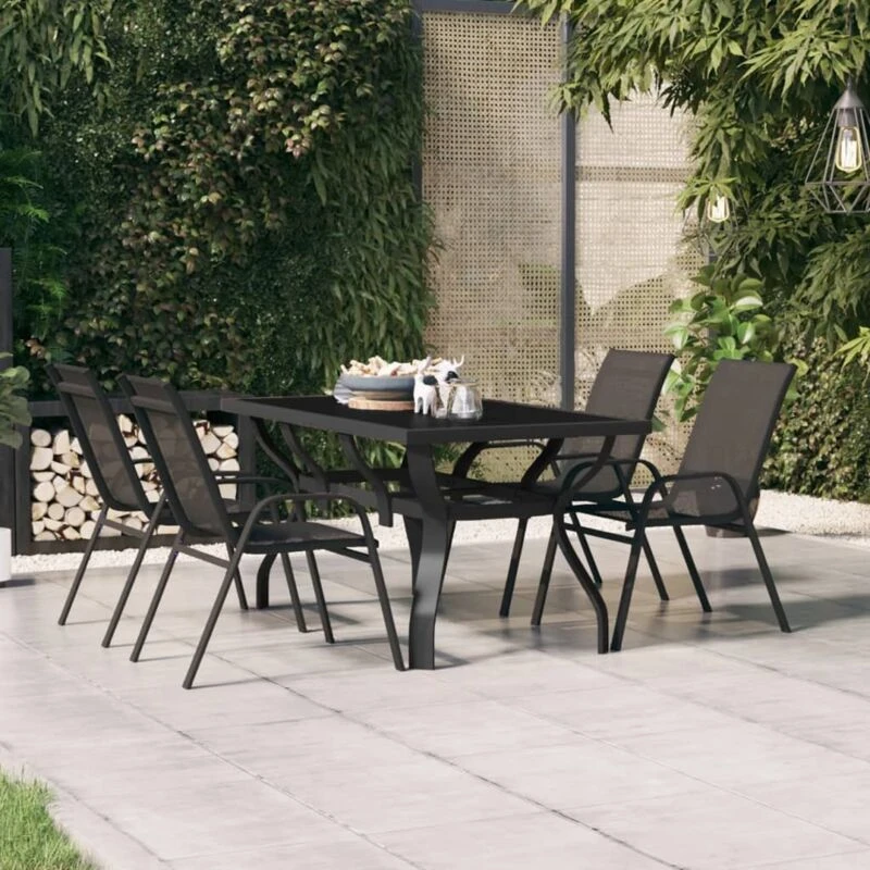 Image of VIDAXL Garden Table Black 140x70x70cm Steel and Glass Vidaxl 8720286849941