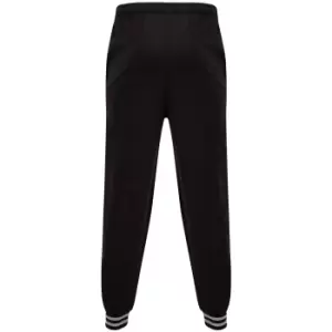 Image of Front Row Unisex Adults Striped Cuff Joggers (S) (Black/Heather Grey)