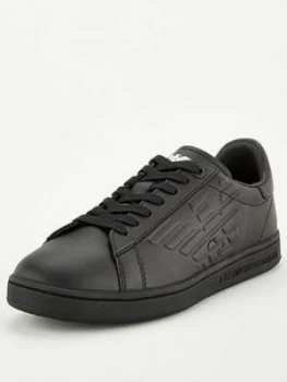 Image of Emporio Armani EA7 Classic Court Leather Trainers Black Size 7 Men
