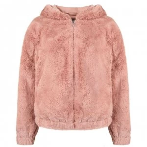 Image of French Connection Faux Fur Hooded Jacket - Dk Teagown