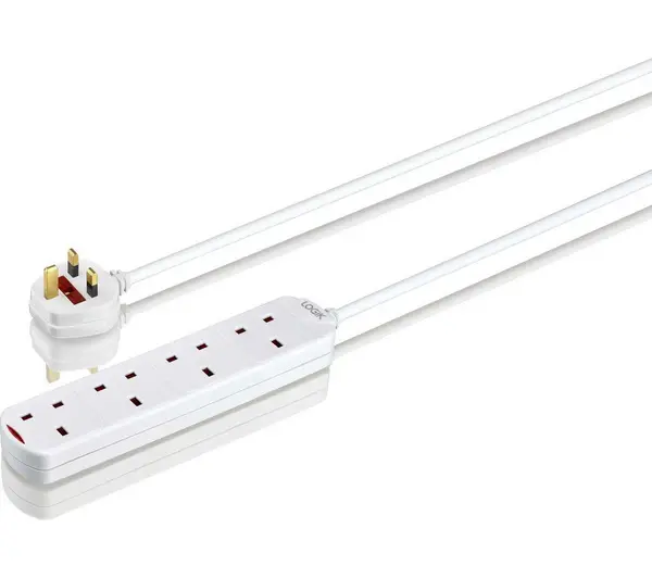 Image of Logik L4WAY2T18 4-Socket Extension Lead 2m, Twin Pack