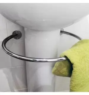 Image of 'Loop' Chromed Steel Circular Under Sink Towel Rail Silver