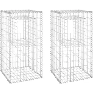 Image of Gabion Basket Posts 2 pcs 50x50x100cm Iron Vidaxl Silver