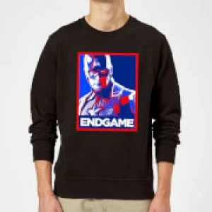 Image of Avengers Endgame Captain America Poster Sweatshirt - Black - XXL