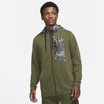 Image of Nike Dri-FIT Mens Full-Zip Camo Training Hoodie - Green/Black