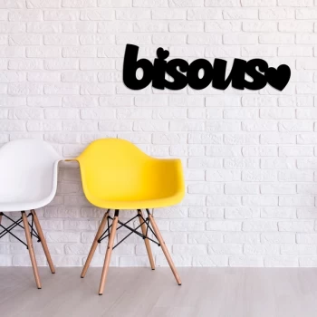 Image of Bisous - Black Decorative Wooden Wall Accessory