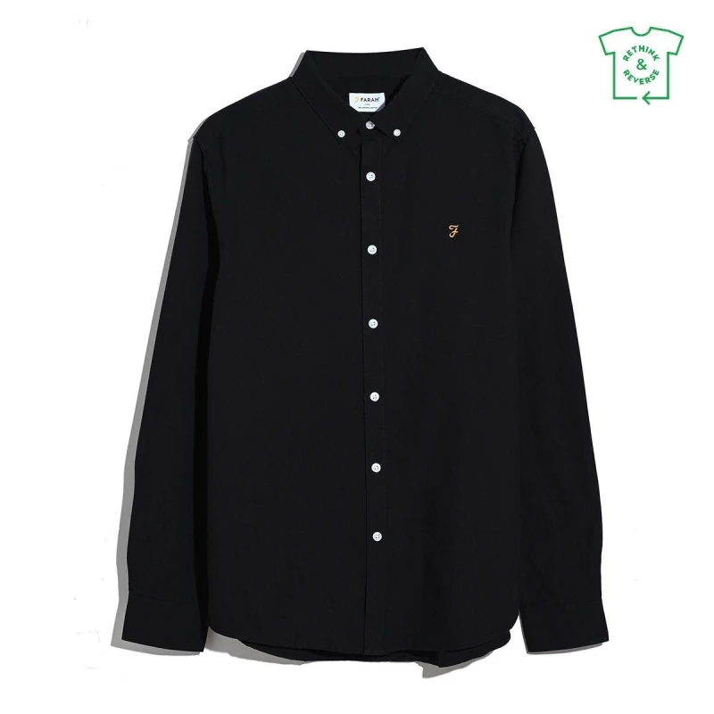 Image of Farah Oxford Long Sleeve Shirt Black 010 male Small