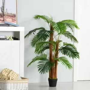 Image of Outsunny Artificial Palm Tree Decorative Plant 19 Leaves with Nursery Pot, Fake Tropical Tree for Indoor Outdoor Decor, 120cm